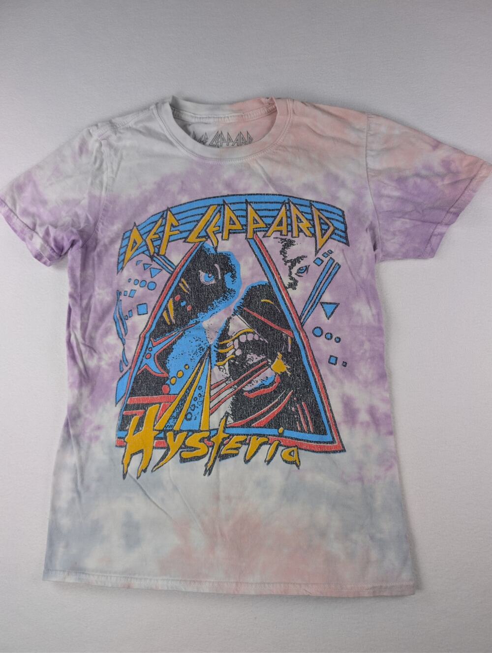 Def Leppard Hysteria Pastel Tie Dye Graphic Band Tee Shirt Size M Rock